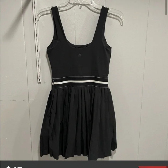 All in Motion Womens Preppy Tennis Dress Small Black Shelf Bra Shorts Activewear - Picture 3 of 3